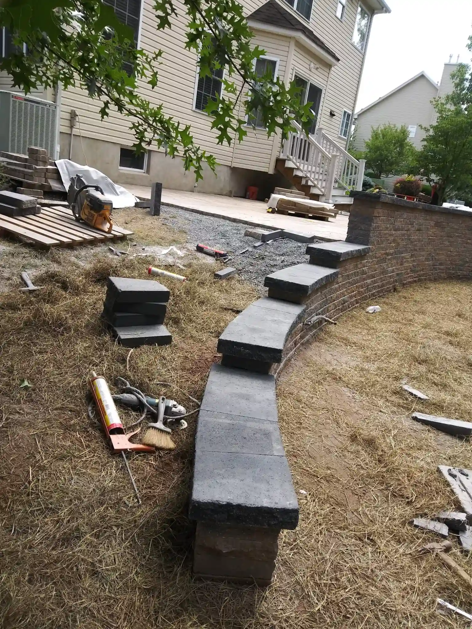 Retaining wall rebuild in progress in New Jersey