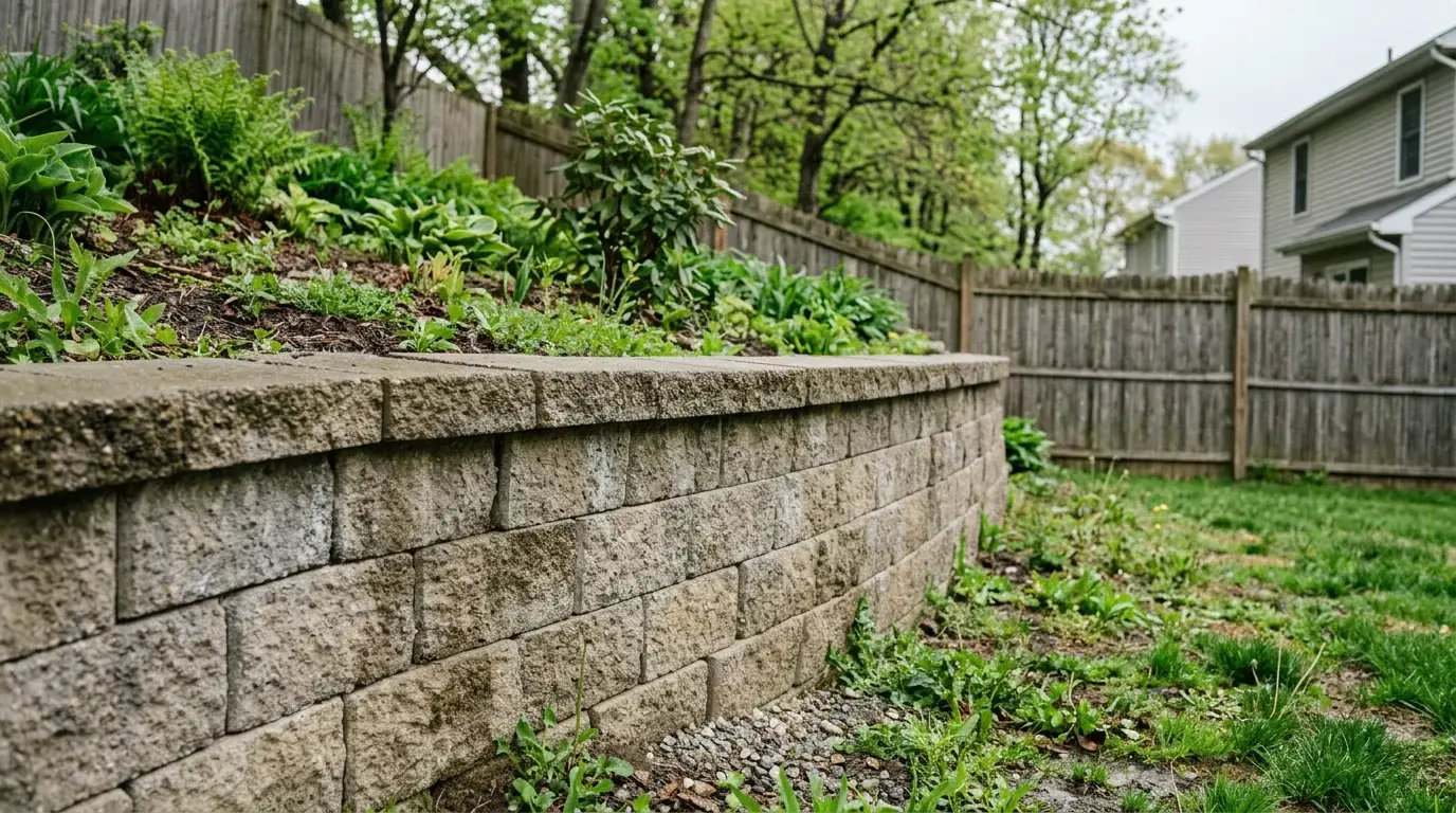 Leaning block retaining wall in New Jersey